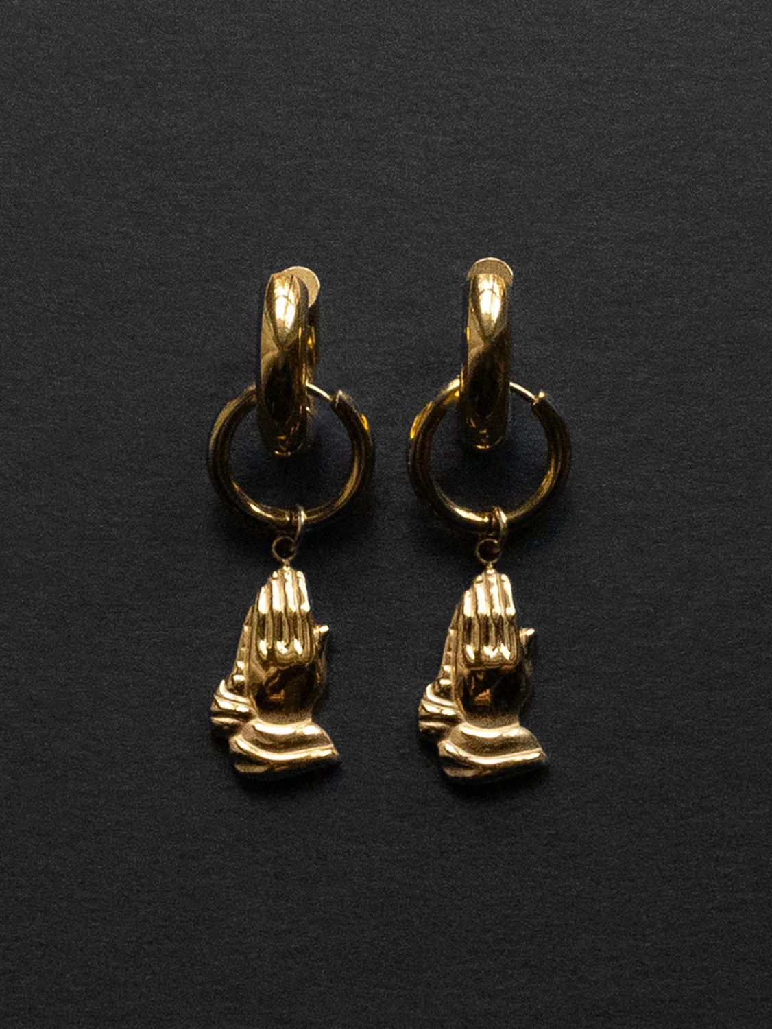 Hands in Prayer Necklace - Gold - Image 3
