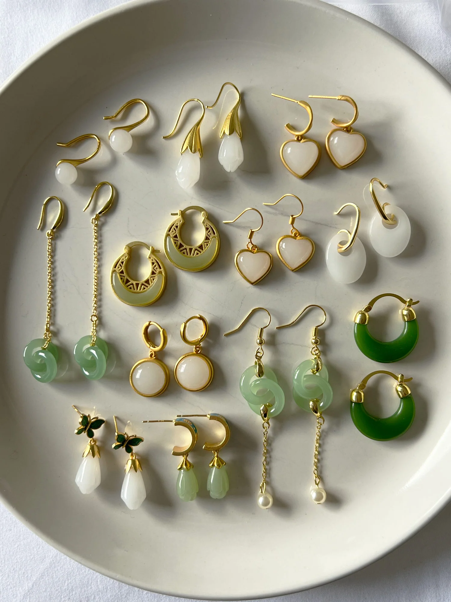 Infinity Jade Drop Earrings with Pearl - Image 4