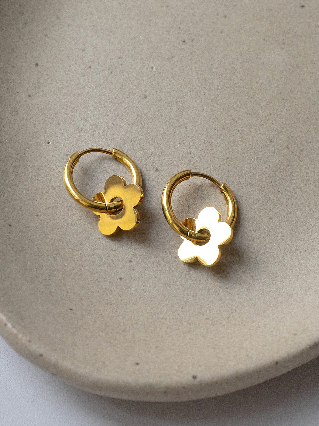 Little Hoops, Stainless Steel - Flower