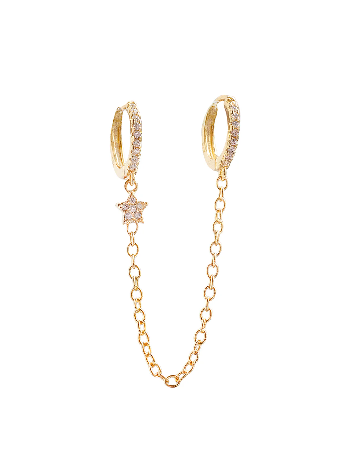 Little Star Chain Huggies, S925 - Clear, Gold
