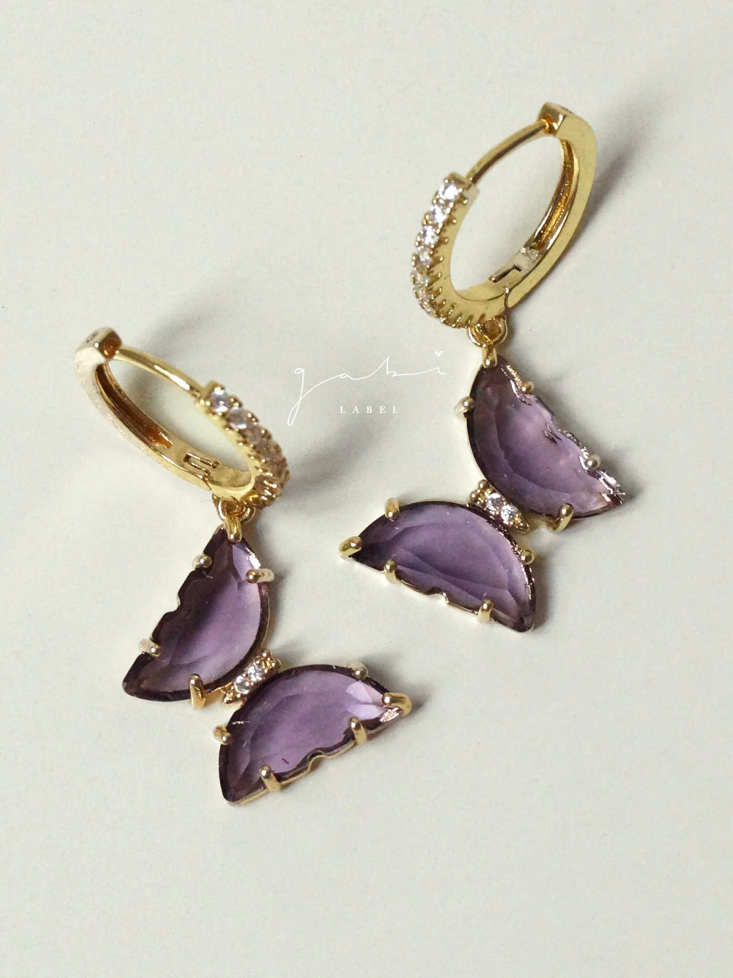 Loveday Butterfly Hoops - Purple *14k Gold-plated - Image 2