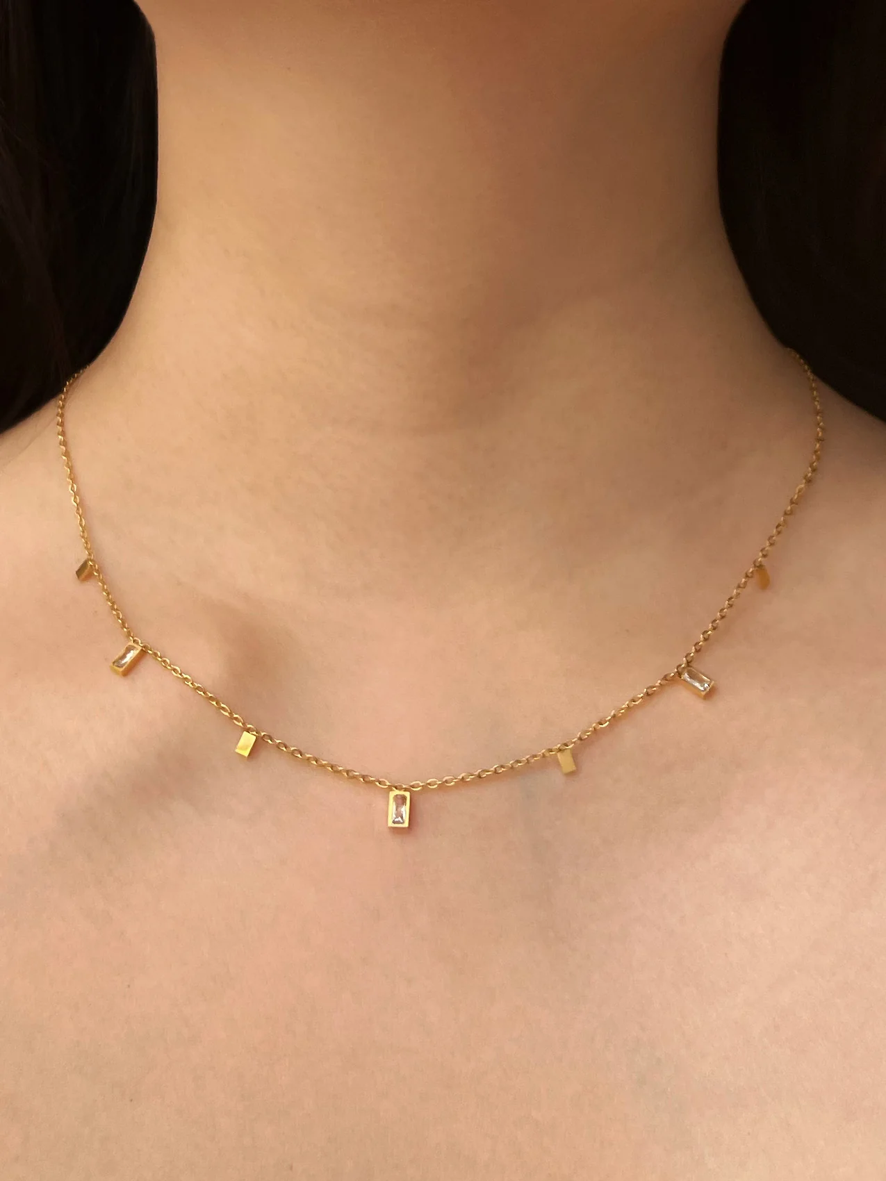 Multi-Gemstone Necklace - Rectangular