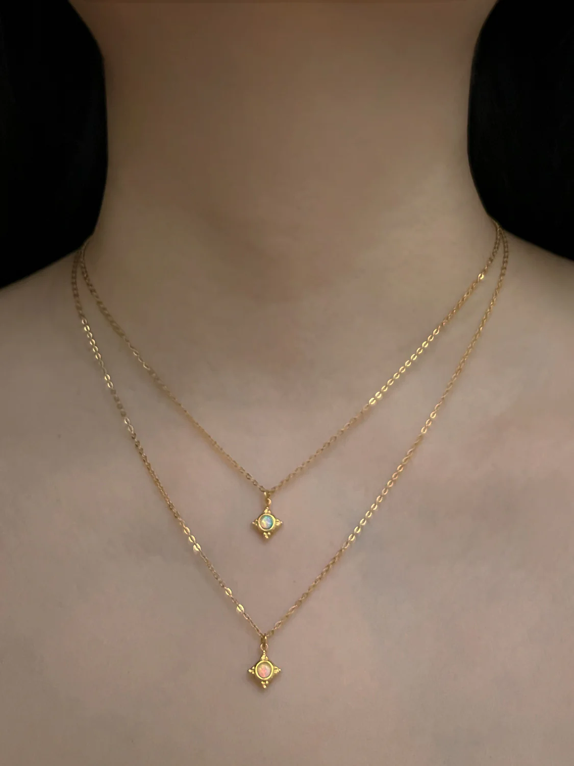 Opal Pendant Huggies - Alabaster Cream - Image 3