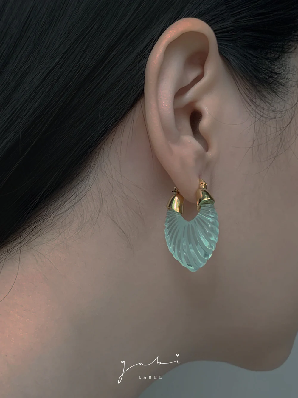 Sculptural Hoops - Aqua - Image 6