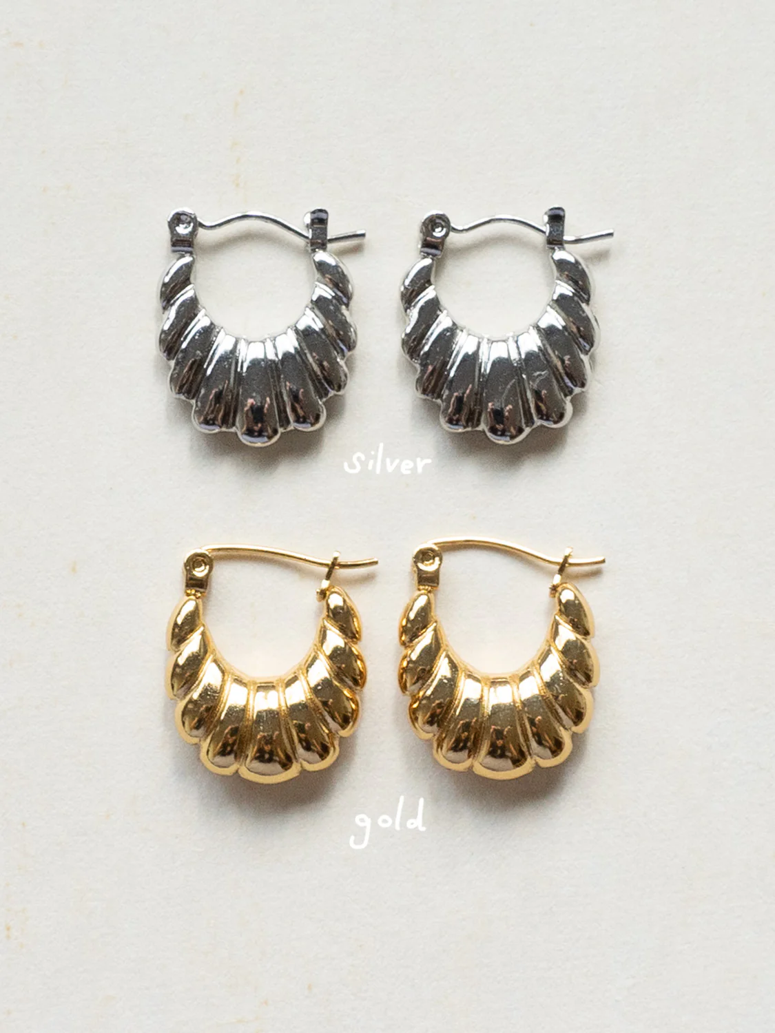 Petal Hoops - Stainless Steel, Silver - Image 2