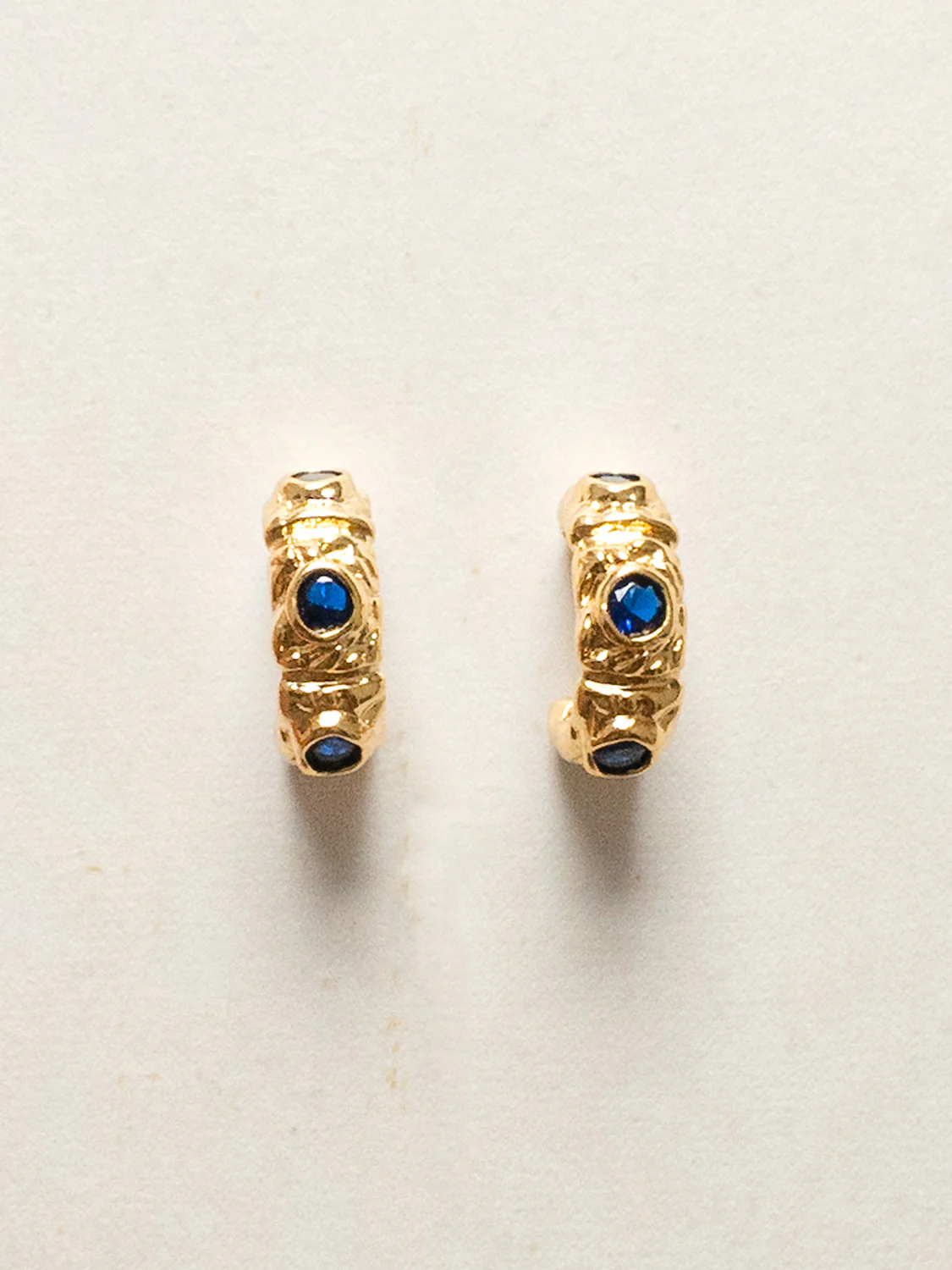 Petite Baroque Gem-encrusted Hoops - Royal Blue