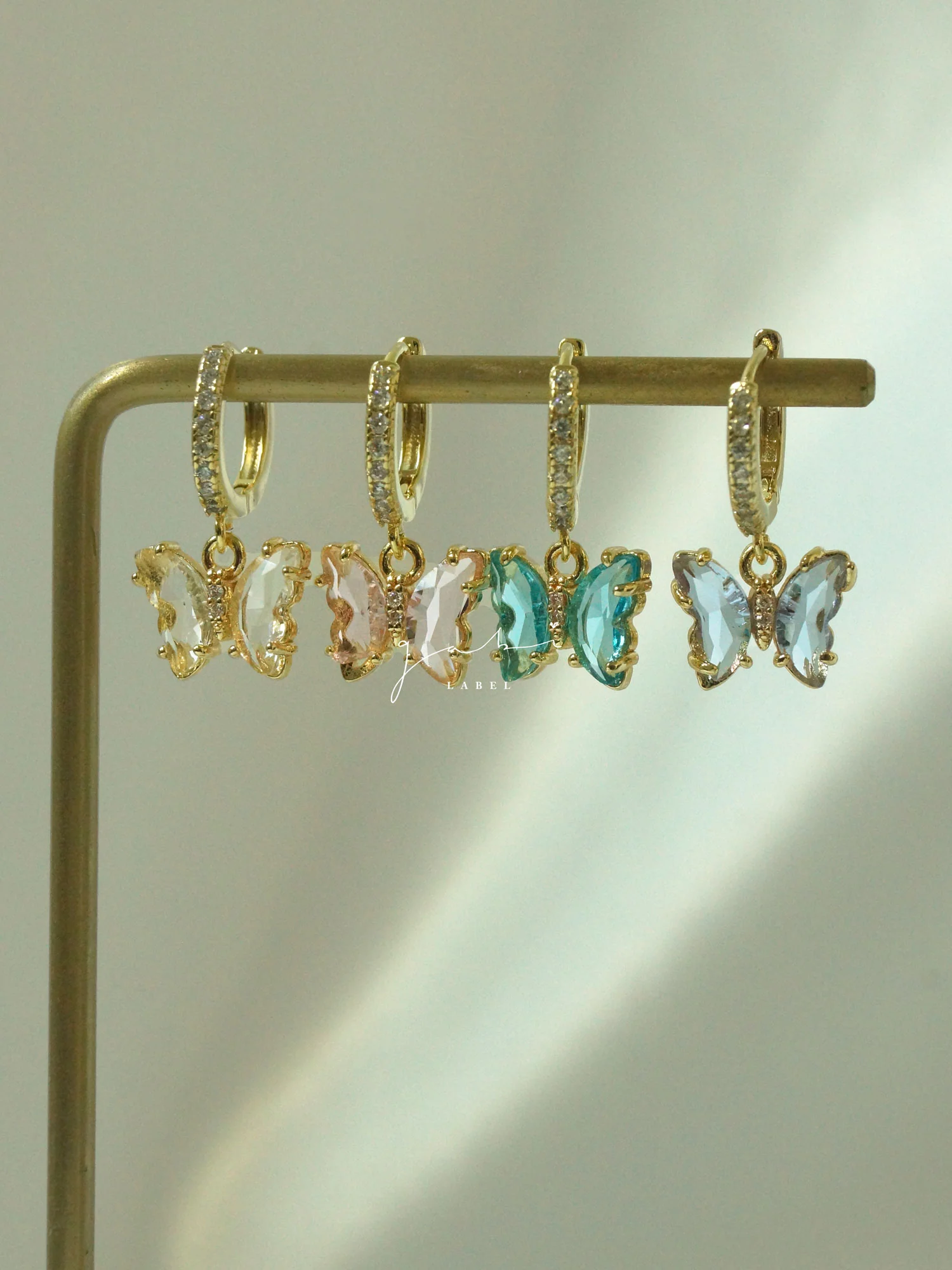 Petite Butterfly Huggies - Clear *14K Gold-plated - Image 4