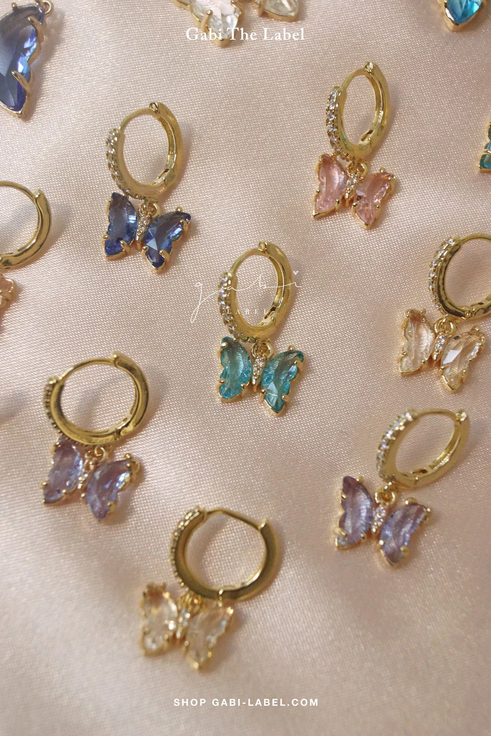 Petite Butterfly Huggies - Clear *14K Gold-plated - Image 6