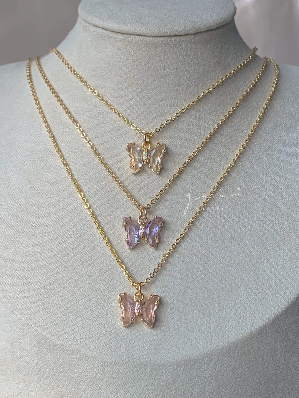 Petite Butterfly Necklace - Clear - Image 5