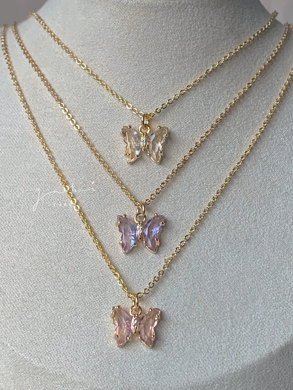 Petite Butterfly Necklace - Lilac - Image 2