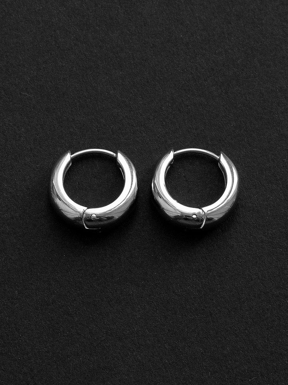 Petite Chunky Hoops, Stainless Steel - Silver