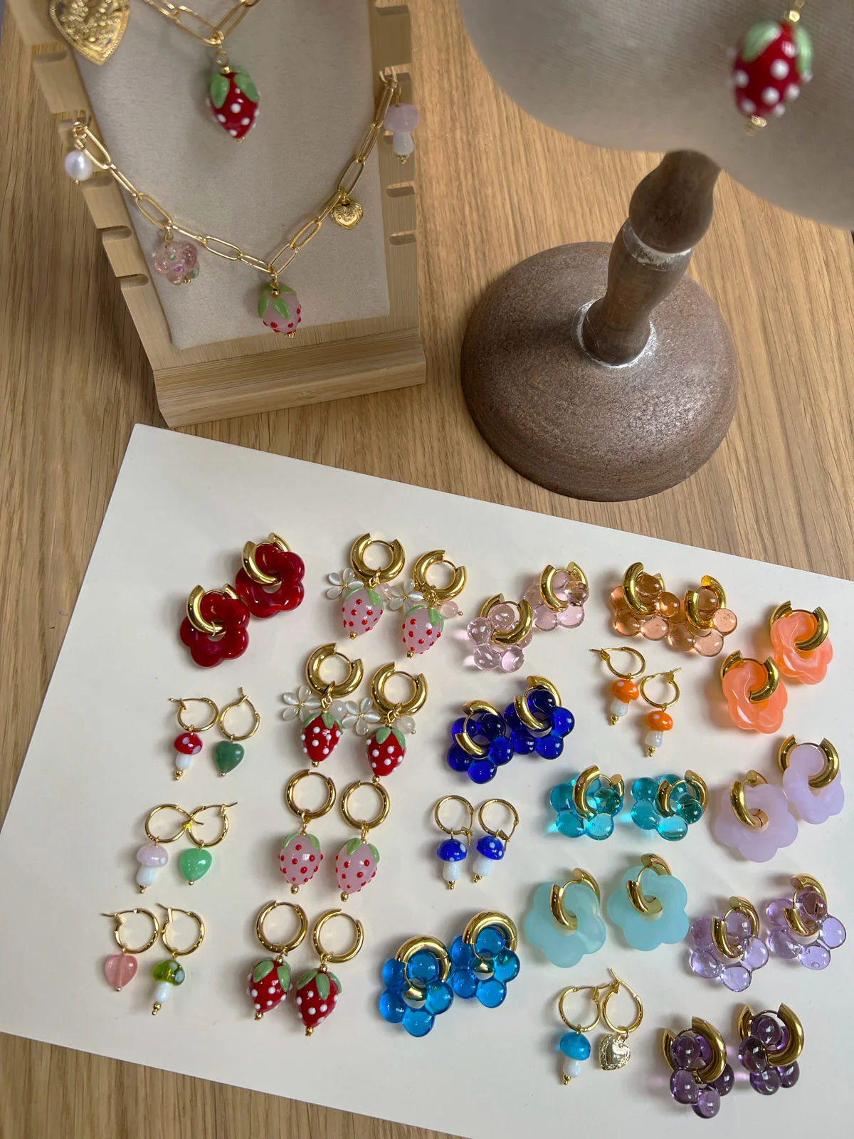Petite Mushroom Hoops - Blue - Image 3