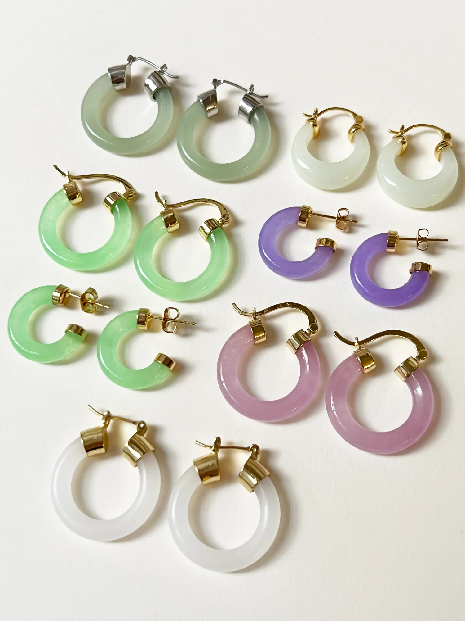 Petite Purple Jade Hoops (Gold tone) - Image 5