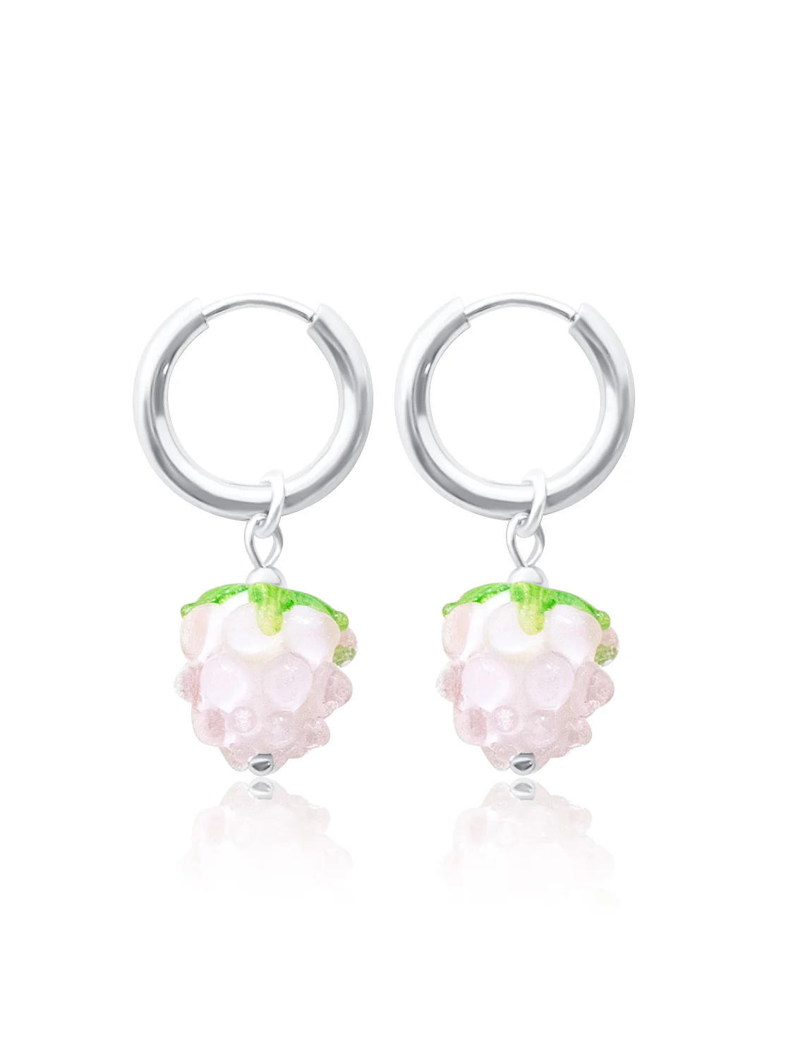 Pink Raspberry Hoops - Silver