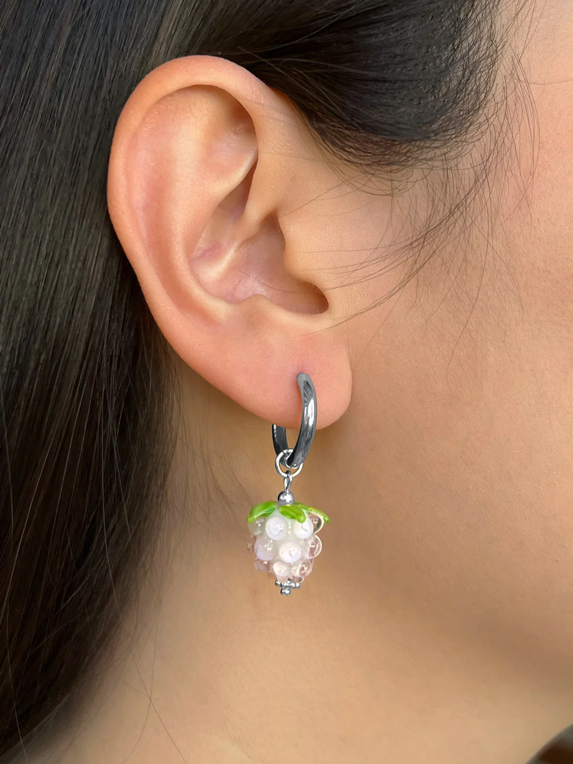Pink Raspberry Hoops - Silver - Image 3