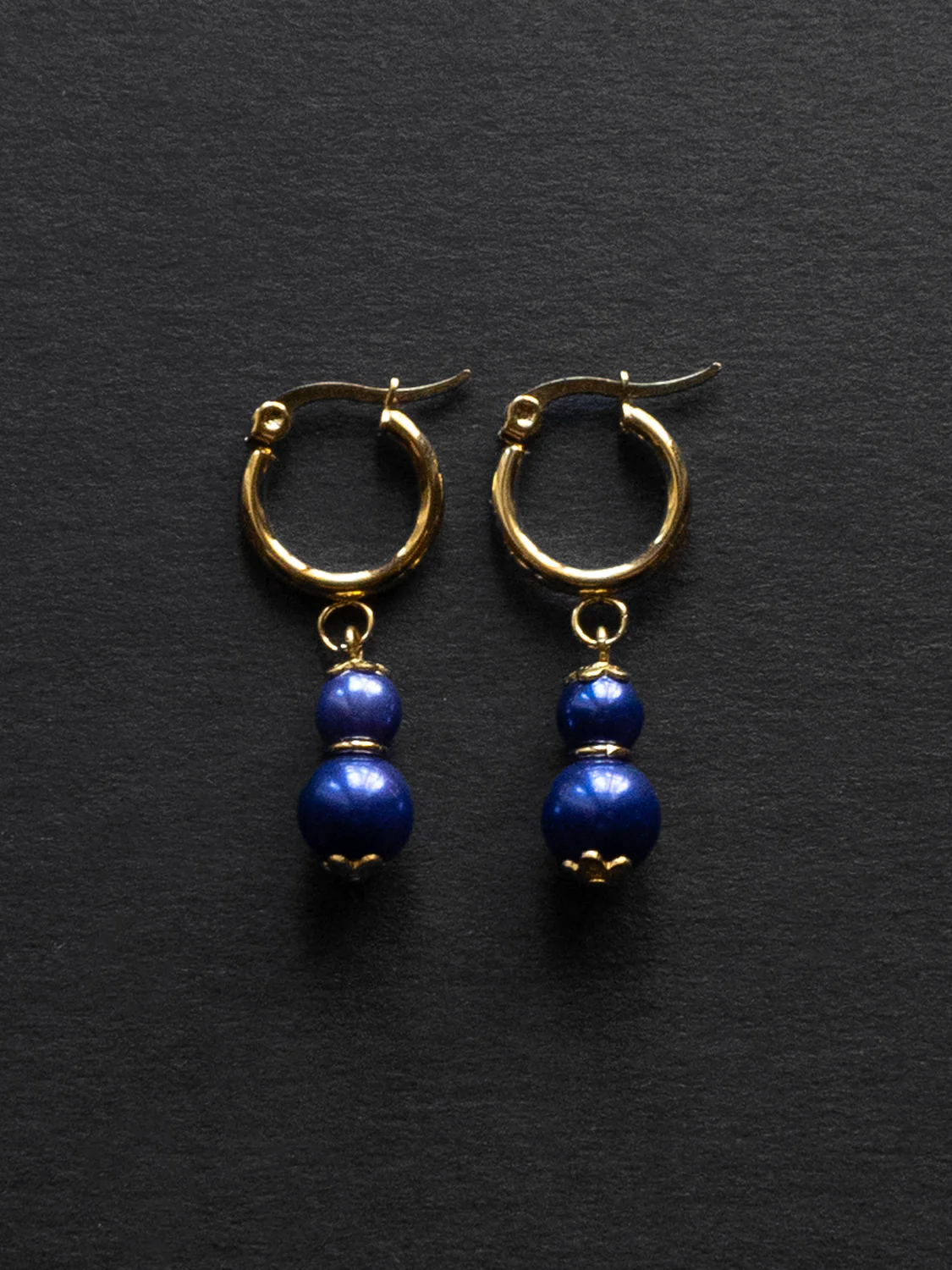 Regal Pearl Hoops - Violet Blue