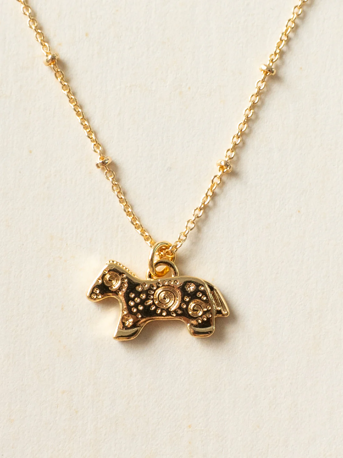 Resort Necklace, Gold - Carved Intuitive Horse