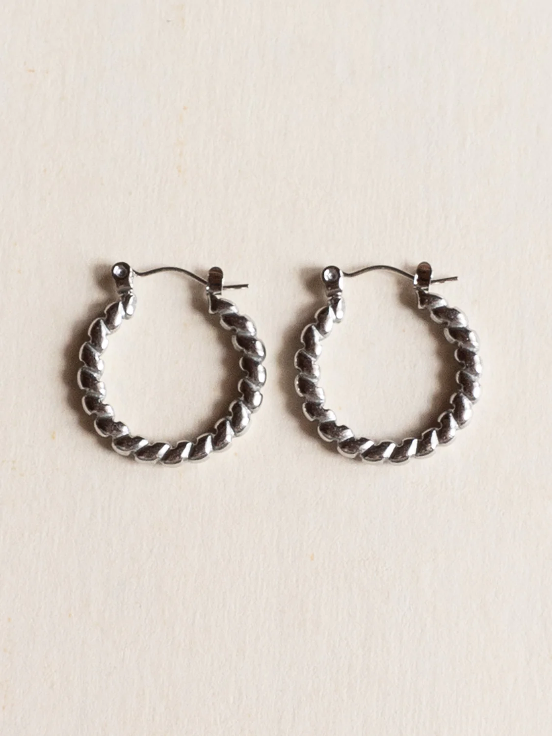 Rope Twist Hoops - Stainless Steel, Silver