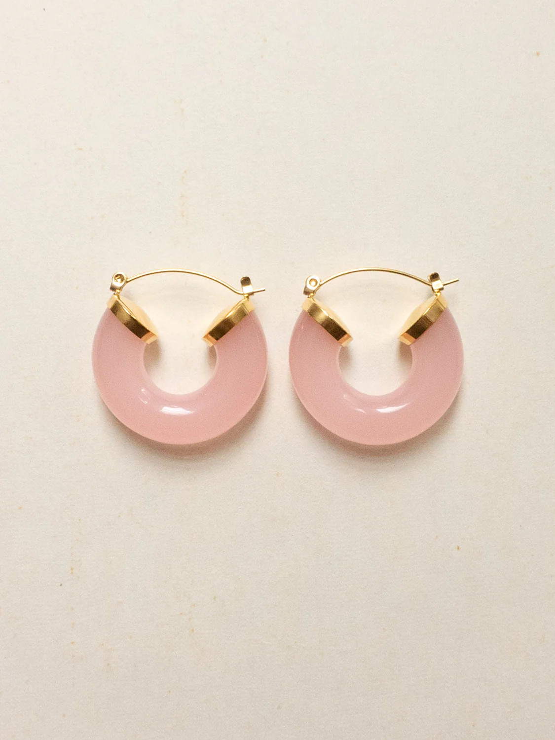Round Resin Hoops - Rose Quartz