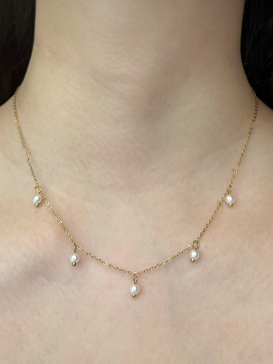 Stainless Steel Dainty Pearl Necklace