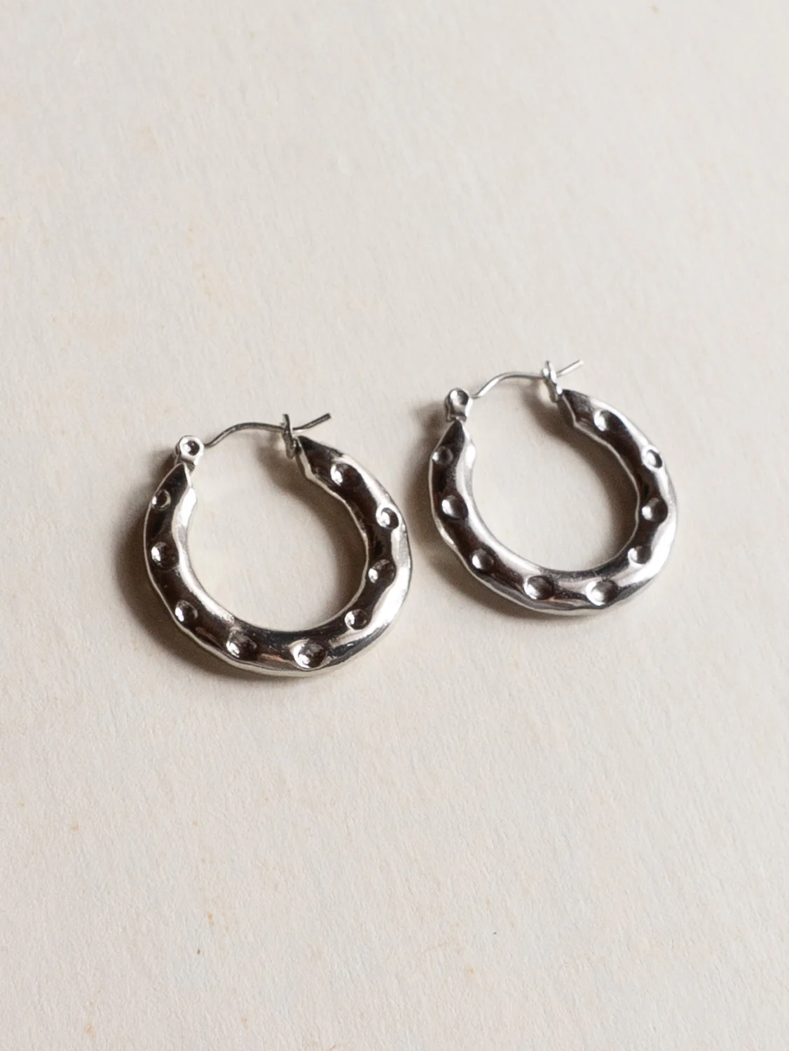 Stainless Steel Hoops with Round Indentations, Silver