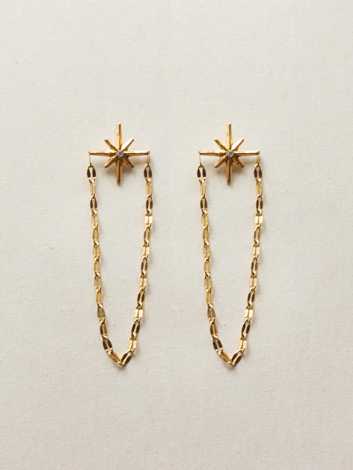 Starburst Dangling Earrings - Stainless Steel, Gold