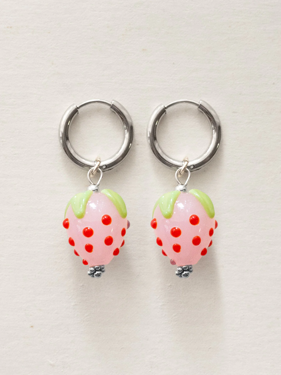 Strawberry Hoops - Pink, Silver