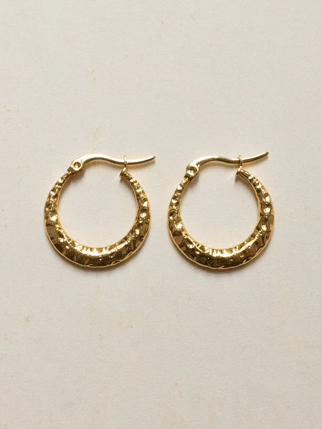 Textured Classic Hoops - Stainless Steel, Gold