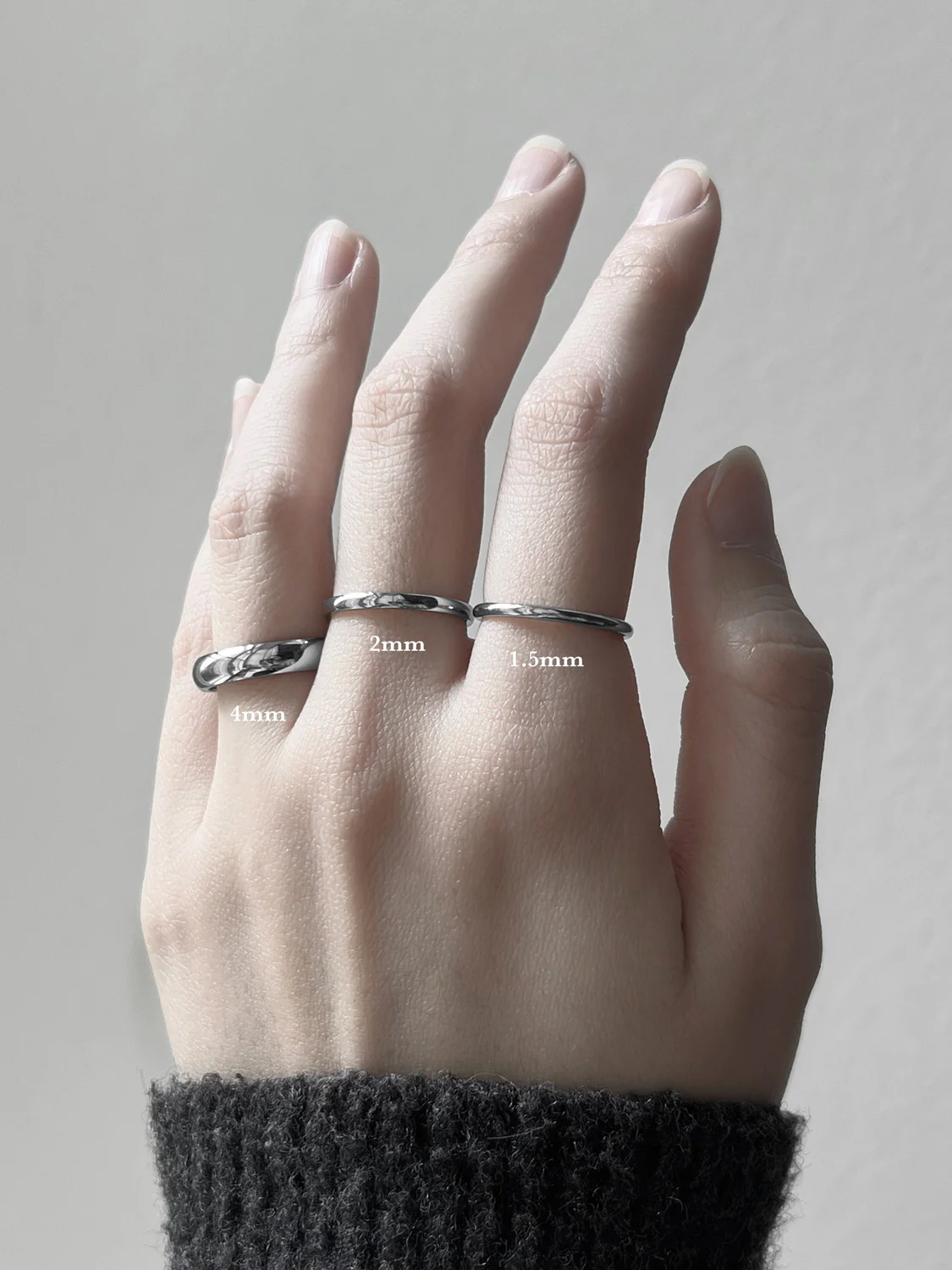 Thin Stackable Silver Ring, Stainless Steel 1.5mm - Image 5