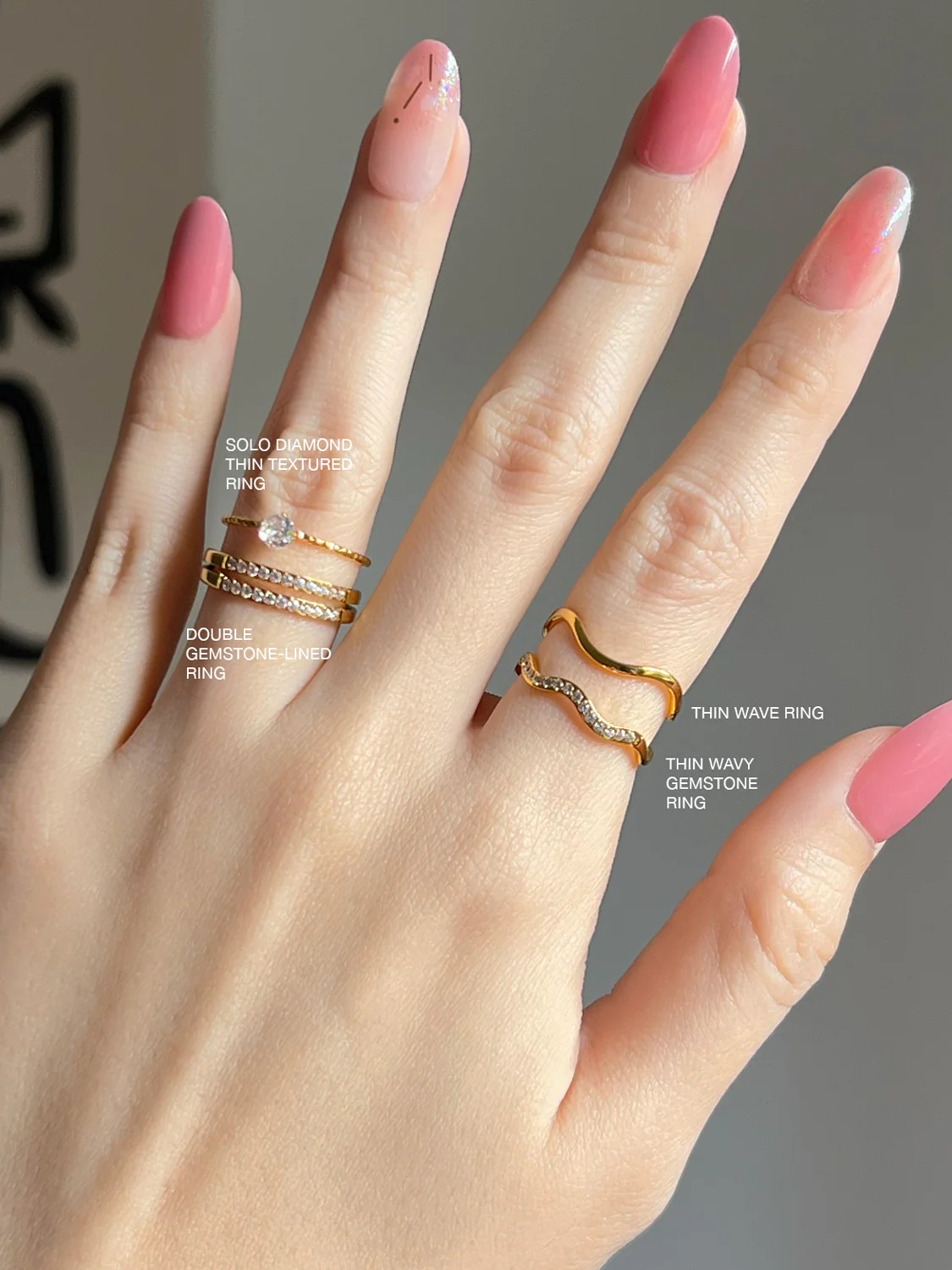 Thin Wave Ring, Stainless Steel - Gold - Image 2