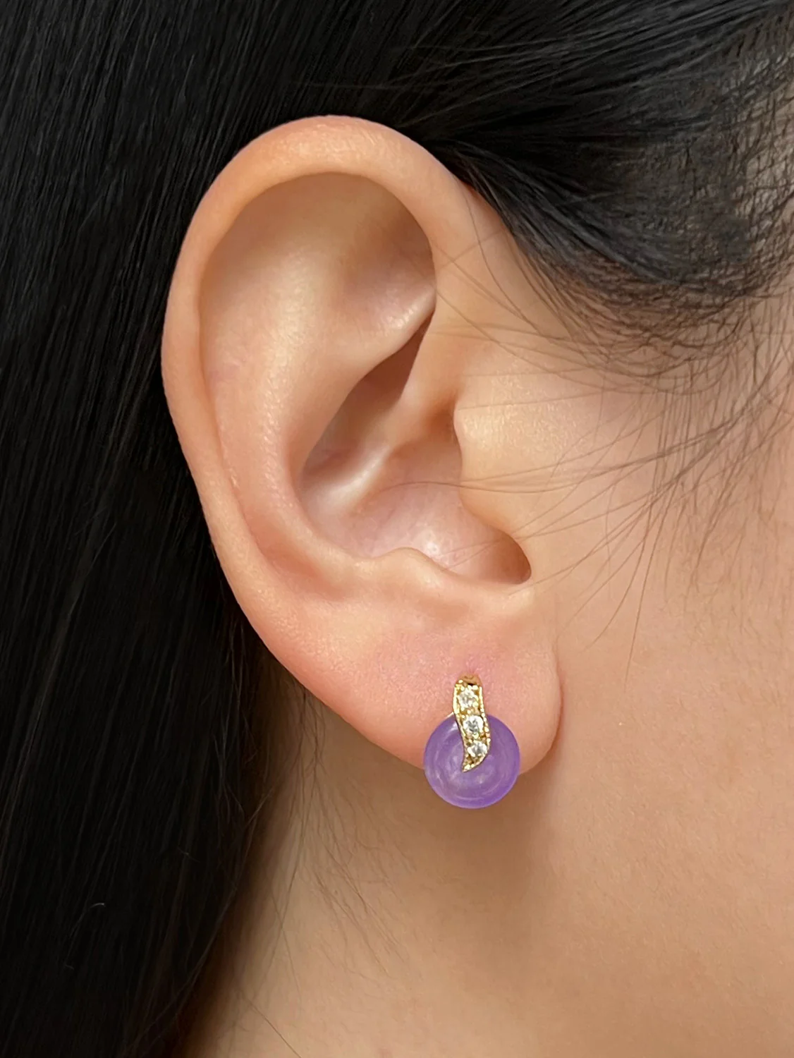 Tiny Jade Donut Earstuds - Purple - Image 2