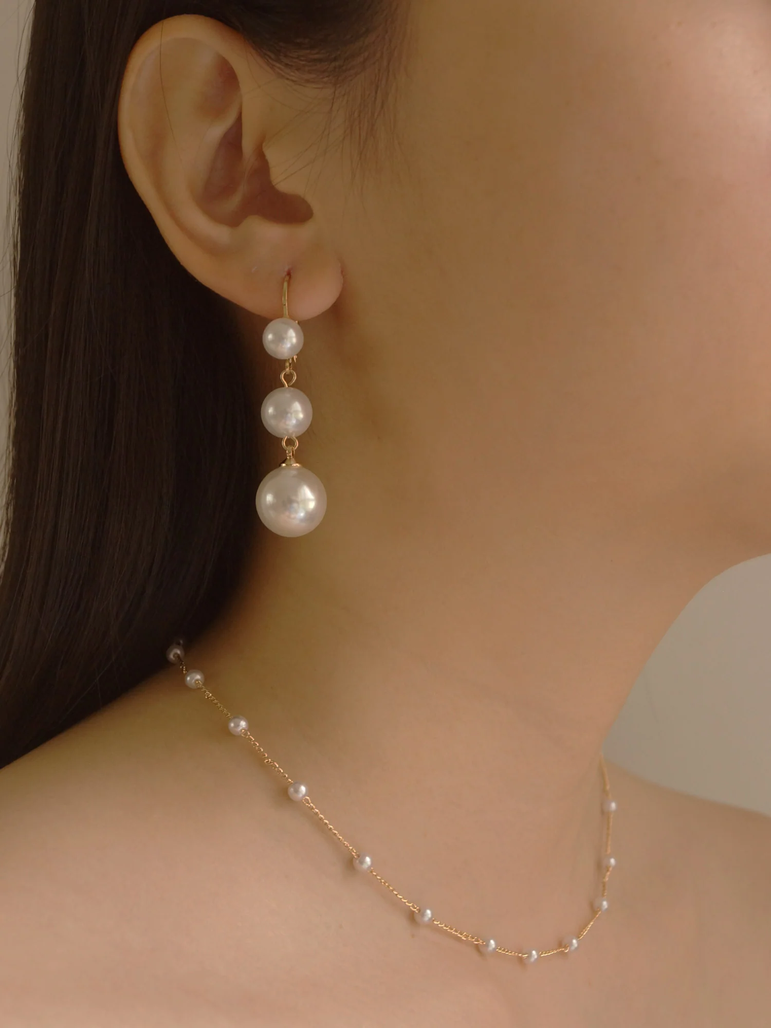 Triple Pearl Earrings - Image 3