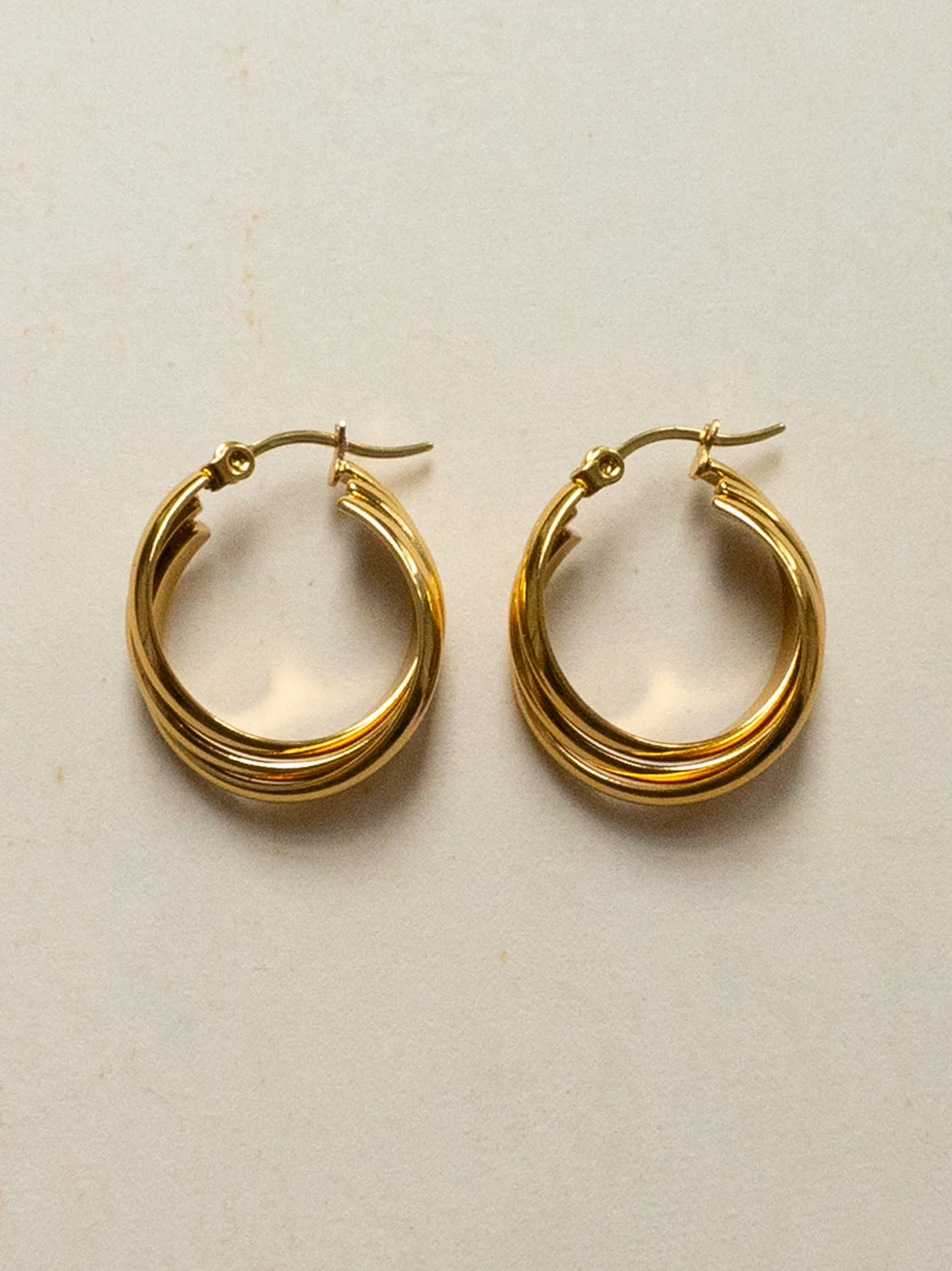 Twist Hoops - Stainless Steel, Gold